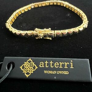 Atterri Gold Plated Pyramid Style With Crystals Women’s Tennis Bracelet